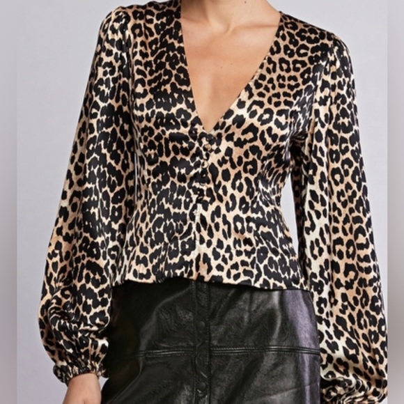 GANNI Stretch Silk Satin Leopard-Print Crop
Blouse - Picture 3 of 3